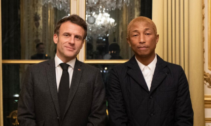 Pharrell Williams reçu par Emmanuel Macron.